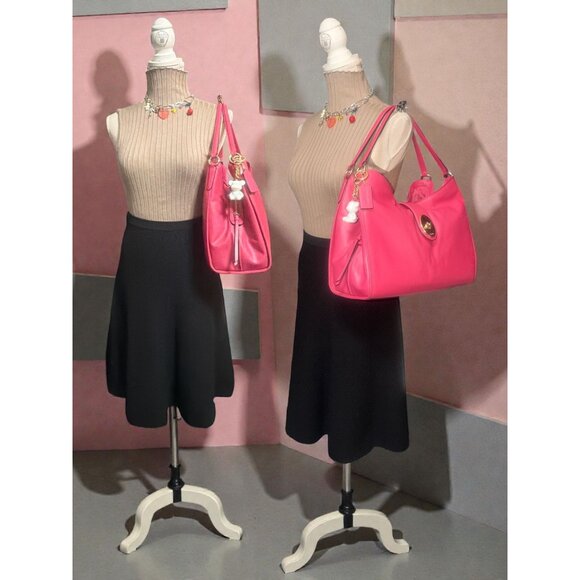 Coach Carlyle Madison Hobo F37637 Hot Pink Leather Brass Turnlock Shoulder Bag - Picture 2 of 10